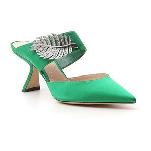 Nicholas Kirkwood Green Monstera Crystal Leaf Mules